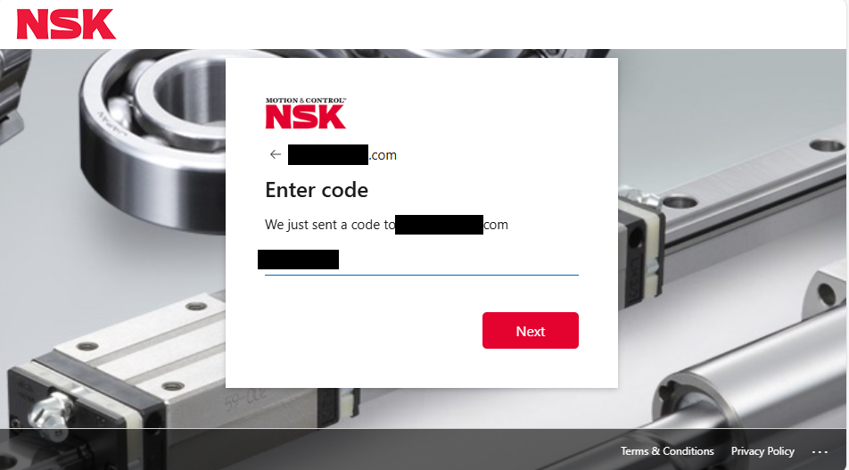 One-time password entry screen