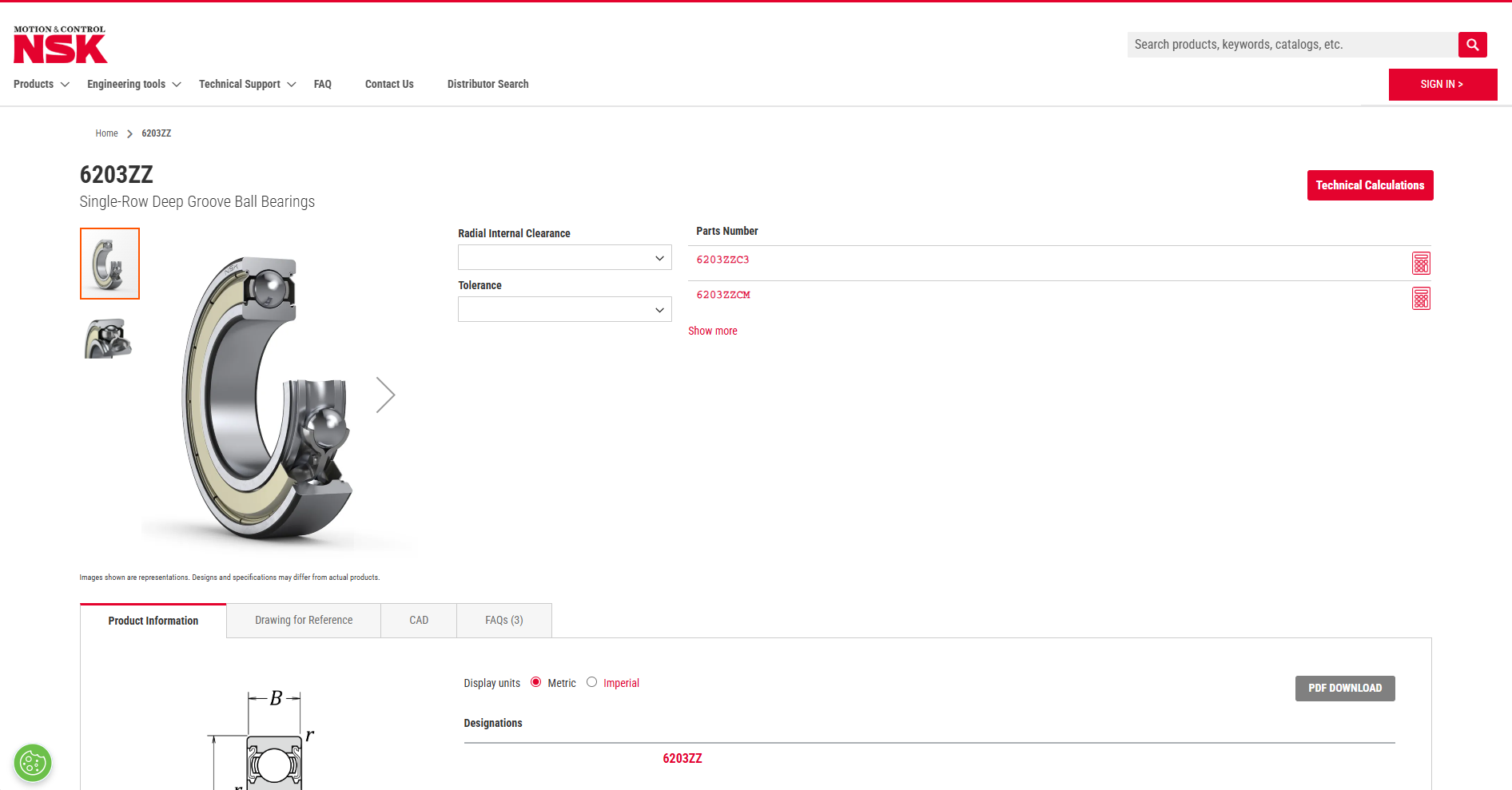 Product detail page screen